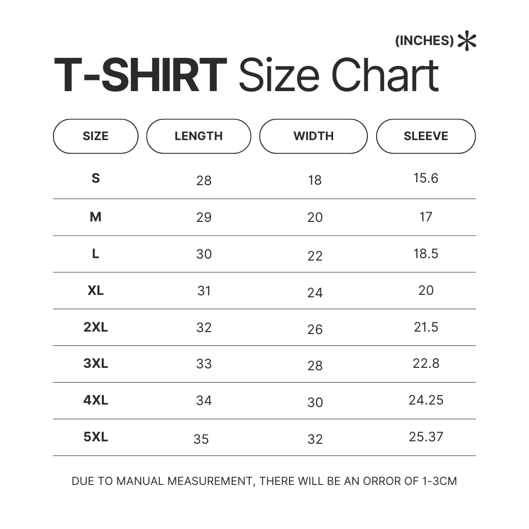 T shirt Size Chart - Astronomy Gifts