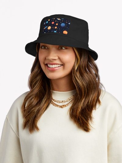 Floating Planets Galaxy And Stars - Pattern For Kids & Astronomy Lover Bucket Hat Official Astronomy Merch