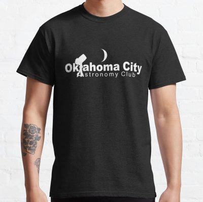 Official Oklahoma City Astronomy Club Logo (White On Black) T-Shirt Official Astronomy Merch