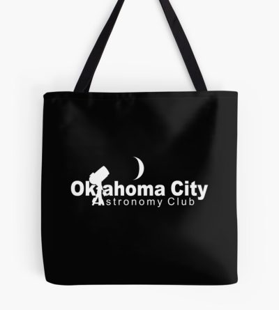 Official Oklahoma City Astronomy Club Logo (White On Black) Tote Bag Official Astronomy Merch