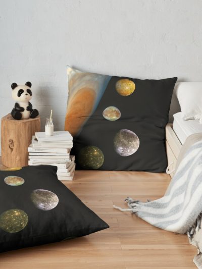 Jupiter, Io, Europa, Ganymede, Callisto Space Throw Pillow Official Astronomy Merch