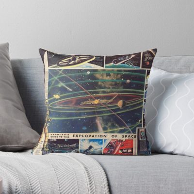 1959 Vintage Poster: Guide To The Exploration Of Space Throw Pillow Official Astronomy Merch