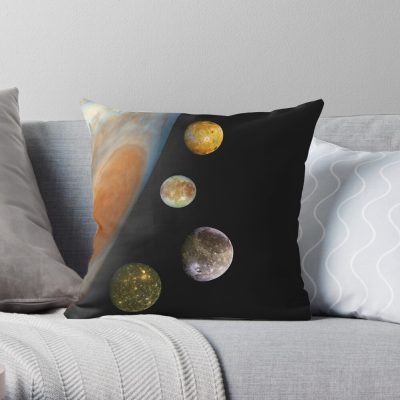Jupiter, Io, Europa, Ganymede, Callisto Space Throw Pillow Official Astronomy Merch