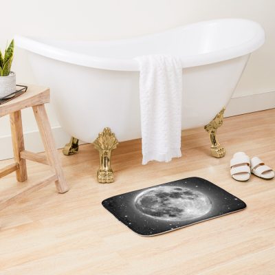 Bright, Beautiful Full Moon And Stars Photo Bath Mat Official Astronomy Merch