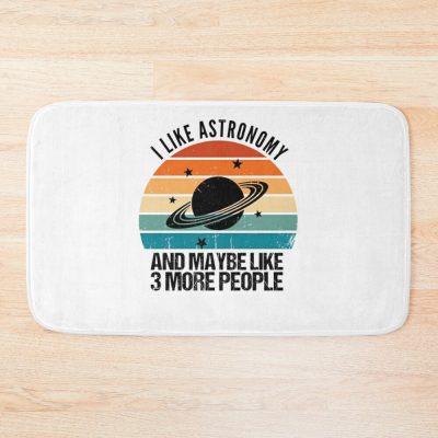 I Like Astronomy And Maybe Like 3 People, Retro Vintage Sunset Astronomy Quote Bath Mat Official Astronomy Merch