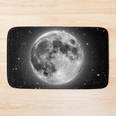 Bright, Beautiful Full Moon And Stars Photo Bath Mat Official Astronomy Merch