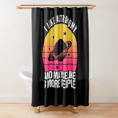 I Like Astronomy And Maybe Like 3 People, Funny Astronomy Retro Vintage Sunset Shower Curtain Official Astronomy Merch