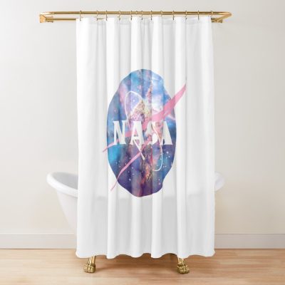 Pastel Clouds Nasa Logo Shower Curtain Official Astronomy Merch