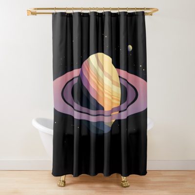 Saturn: Vintage Poster Illustration Of Celestial Beauty Shower Curtain Official Astronomy Merch