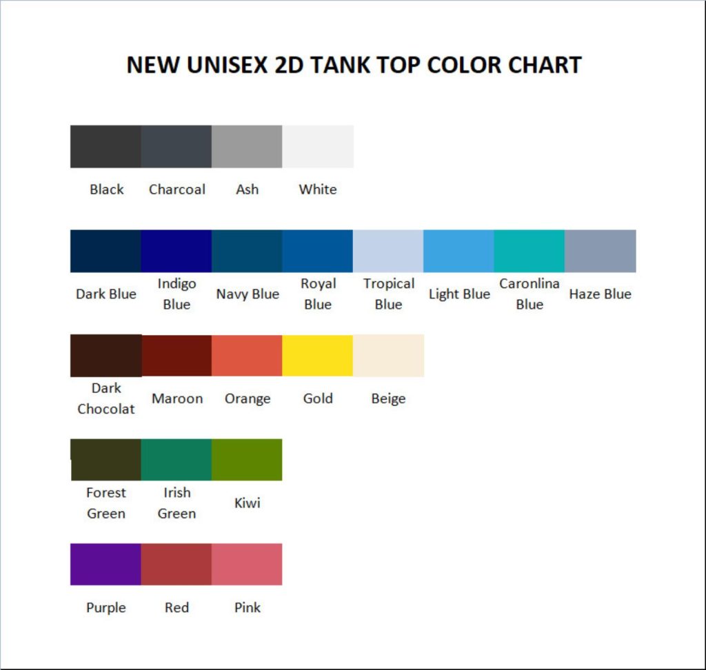 tank top color chart - Astronomy Gifts