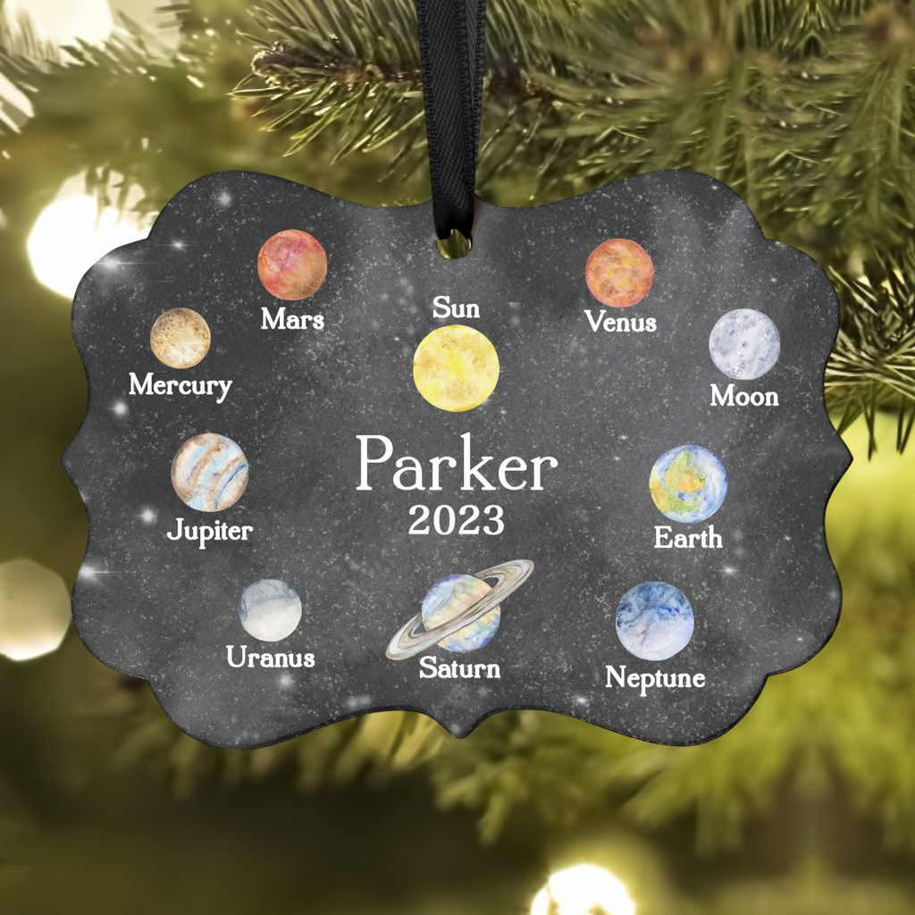 Planets Outer Space Christmas Ornament Personalized Custom Holiday Decor
