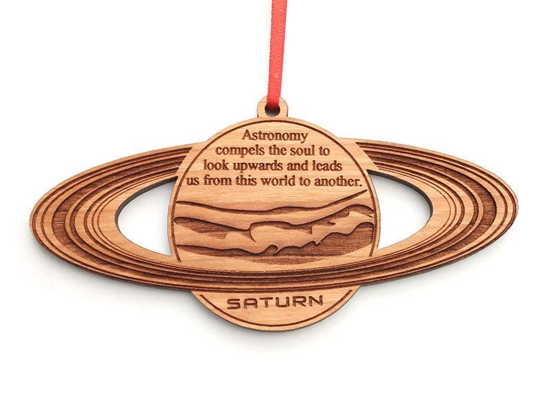 Saturn Planet Ornament – Gas Giant With Iconic Plato Quote Custom Wood Ornament