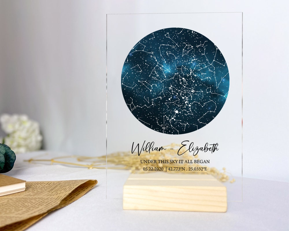 Personalized Star Map Plaque, Custom Couple Acrylic Plaque