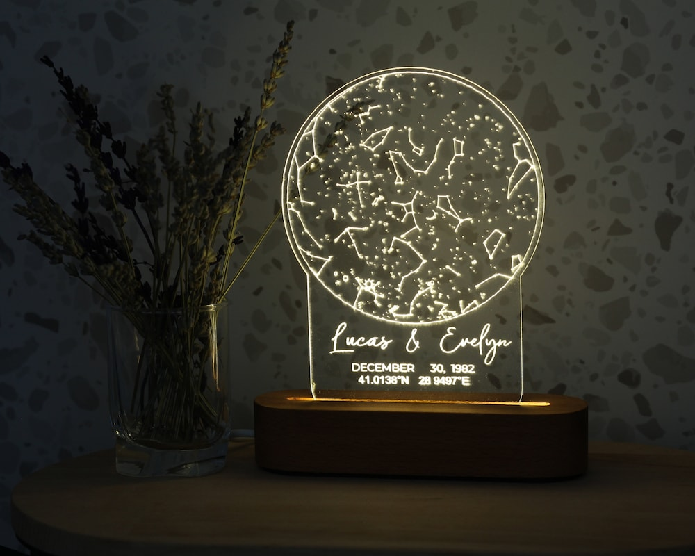 Star Map on Night Light – Personalized Constellation Map