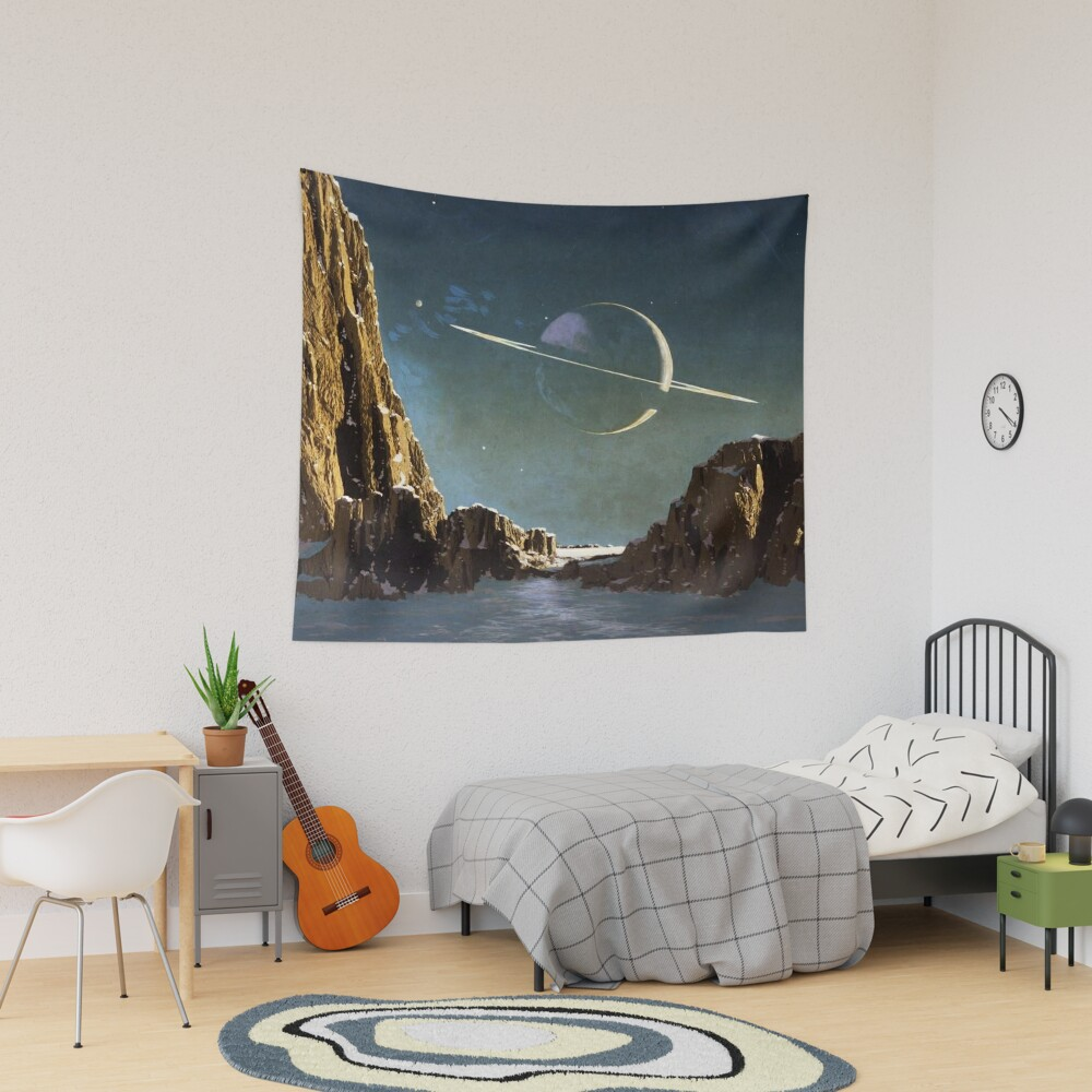 Astronomy Saturn From Titan Tapestry